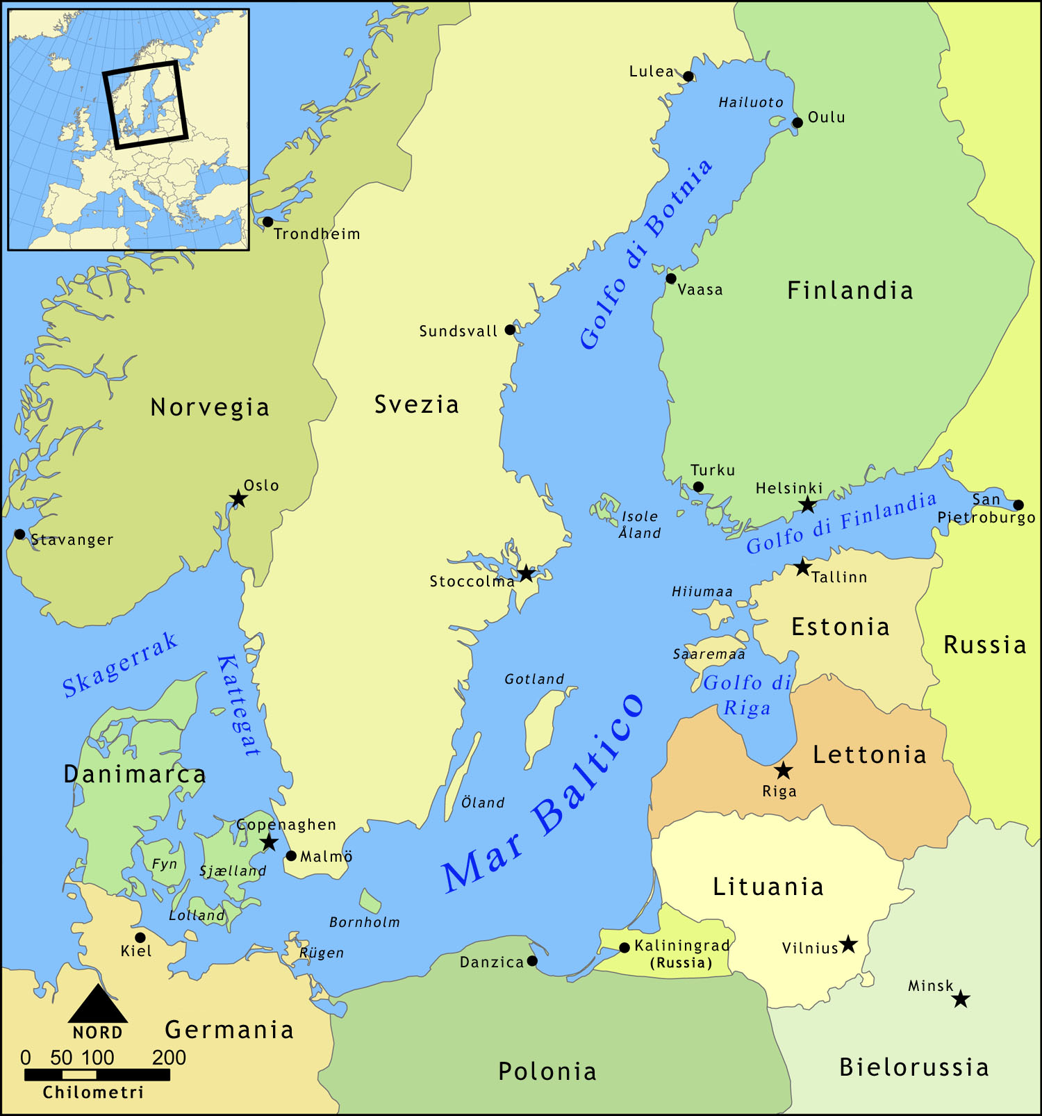 Mar Baltico mappa